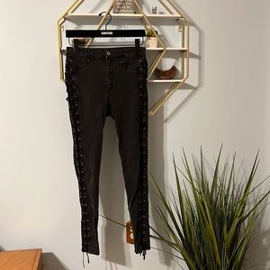 Lace-up Skinny High Waist Jeans